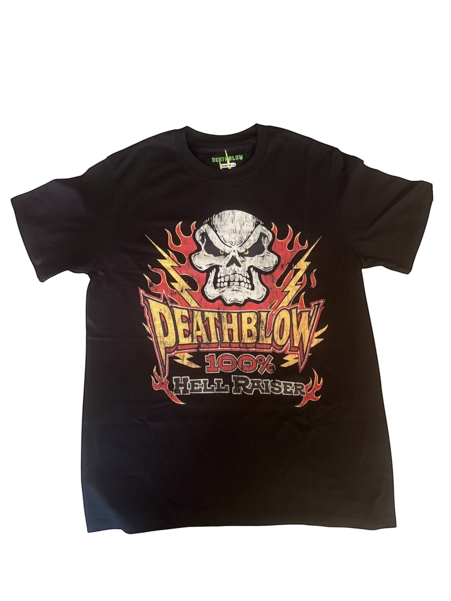 Verified Vault black cotton t-shirt with a distressed skull graphic and
